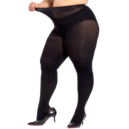 Schwarze Strumpfhosen mit hoher Taille in Übergröße (2 Paar) - image 0