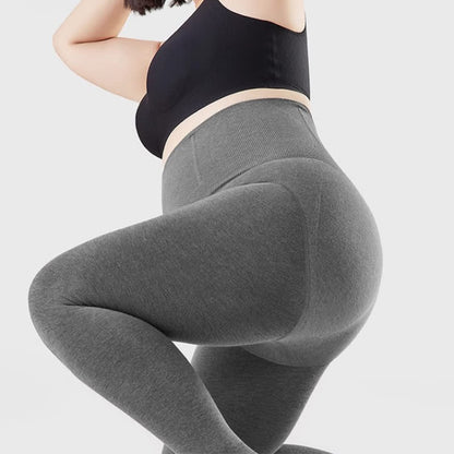 Einfarbige Strumpfhose mit hoher Taille und Füßen