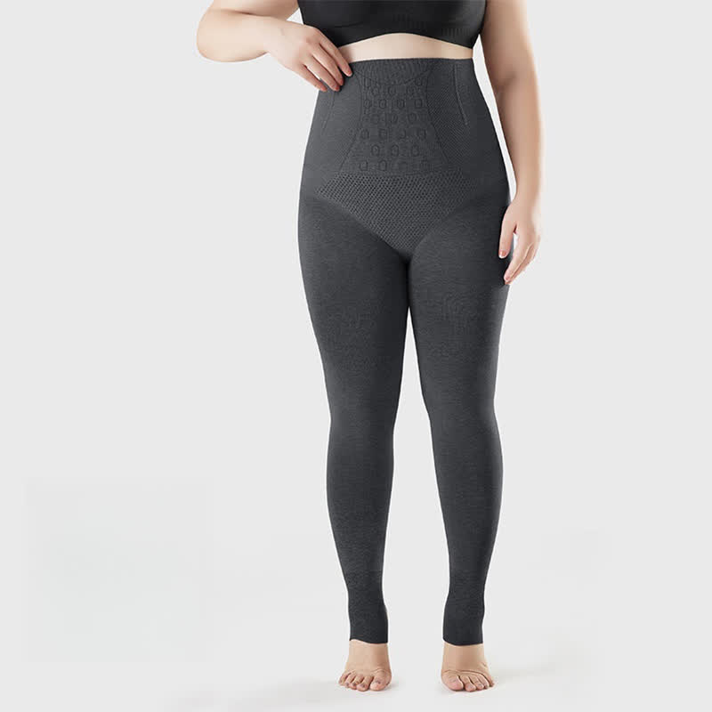 Einfarbige Strumpfhose mit hoher Taille und offener Spitze - Dunkelgrau - Passend für bis zu 220 lbs - image 1