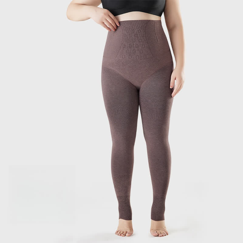 Einfarbige Strumpfhose mit hoher Taille und offener Spitze - Kaffee - Passend für bis zu 220 lbs - image 6