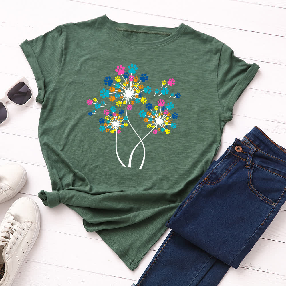 Kreatives Löwenzahn-Kurzarm-T-Shirt in Übergröße - Armeegrün - 5XL - image 5