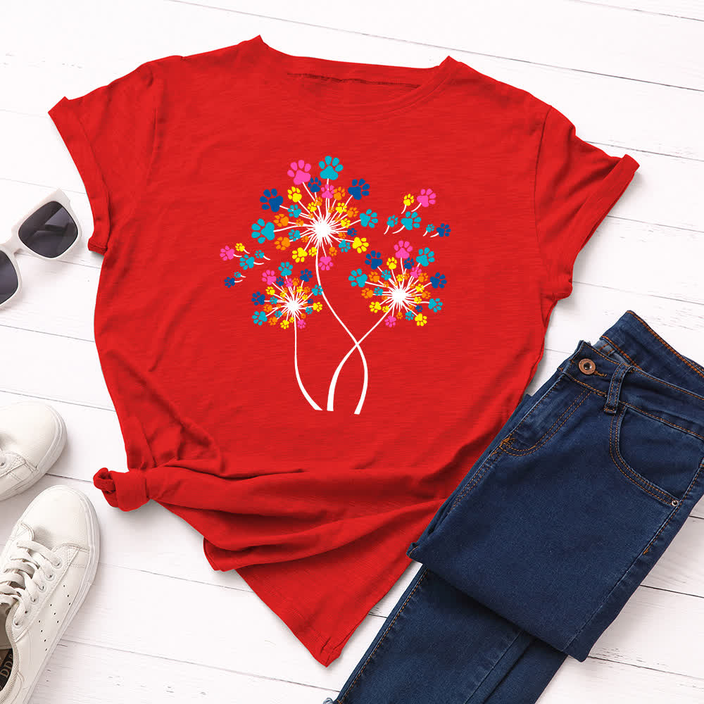 Kreatives Löwenzahn-Kurzarm-T-Shirt in Übergröße - Rot - 5XL - image 2