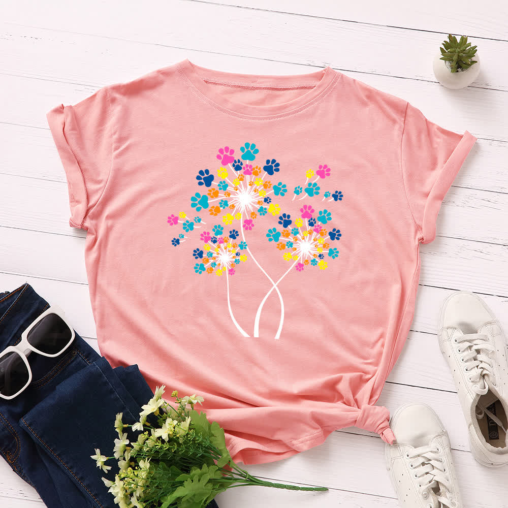 Kreatives Löwenzahn-Kurzarm-T-Shirt in Übergröße - Rosa - 5XL - image 8