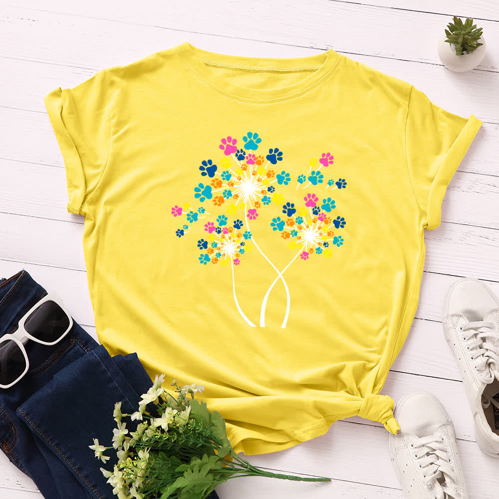 Kreatives Löwenzahn-Kurzarm-T-Shirt in Übergröße - Gelb - 5XL - image 2