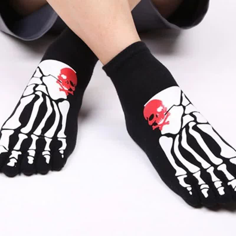 Zehensocken mit Totenkopf- und Krallen-Print (6 Paar)