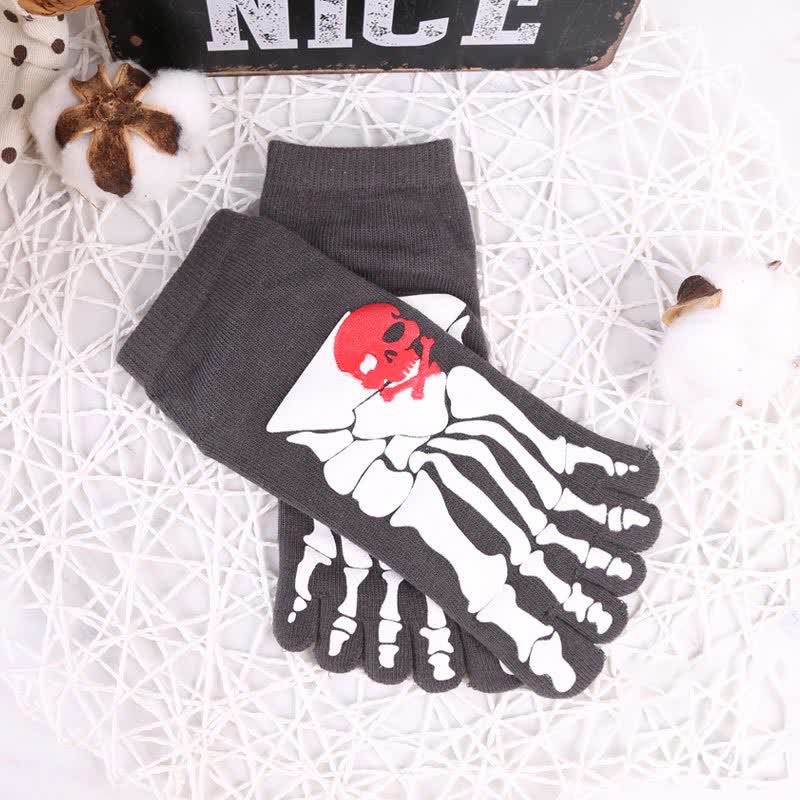 Zehensocken mit Totenkopf- und Krallen-Print (6 Paar)
