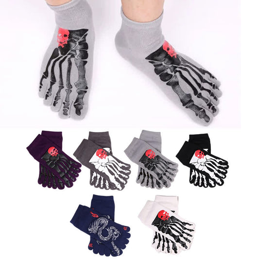 Zehensocken mit Totenkopf- und Krallen-Print (6 Paar)