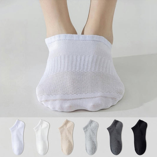 Leichte, atmungsaktive Mesh-Socken in Übergröße, einfarbig, Füßlinge (6 Paar)