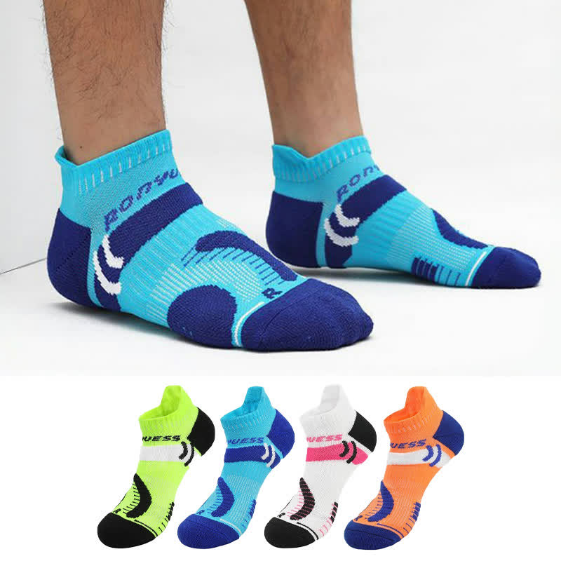 Atmungsaktive Sportsöckchen mit leuchtenden Farbblöcken (4 Paar)
