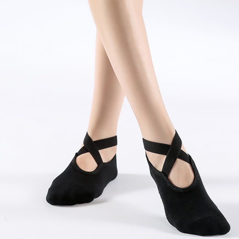 Rutschfeste Bodensocken aus Baumwolle mit gekreuzten Riemen (6 Paar)