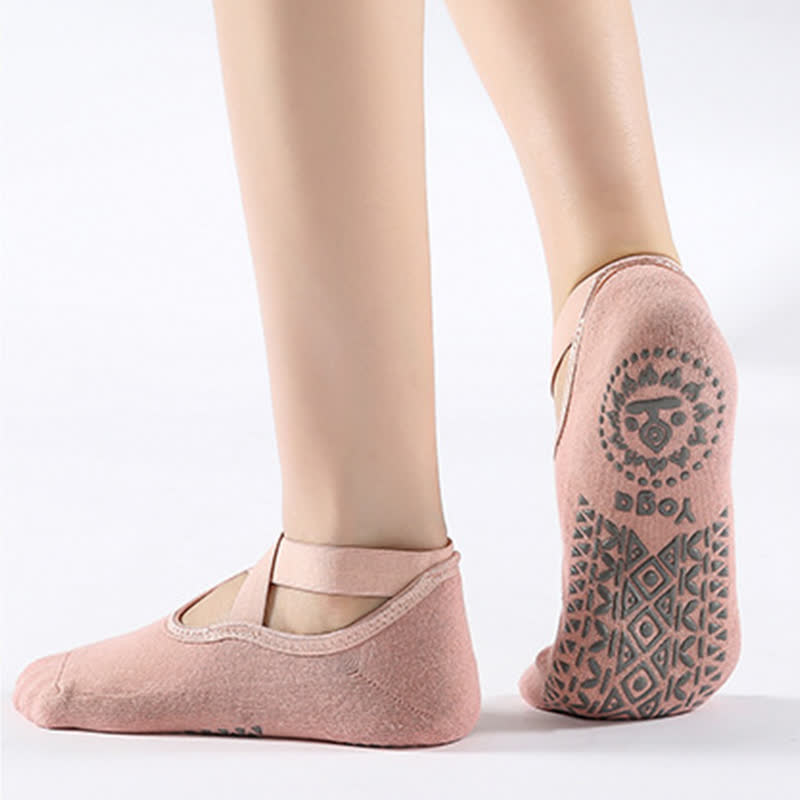 Rutschfeste Bodensocken aus Baumwolle mit gekreuzten Riemen (6 Paar)
