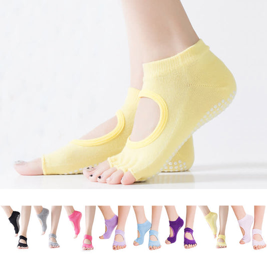 Rutschfeste Yogasocken mit fünf Zehen und offenen Zehen (5 Paar)