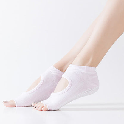 Rutschfeste Yogasocken mit fünf Zehen und offenen Zehen (5 Paar)