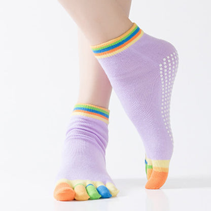 Bunte, rutschfeste Fünf-Zehen-Yogasocken (6 Paar)