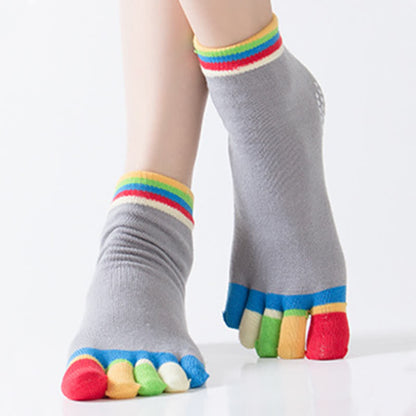 Bunte, rutschfeste Fünf-Zehen-Yogasocken (6 Paar)