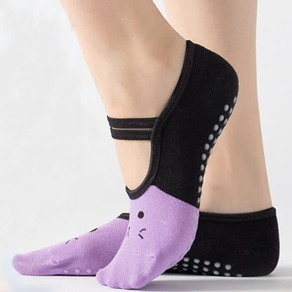Rutschfeste Yogasocken mit Katzenmuster (6 Paar)