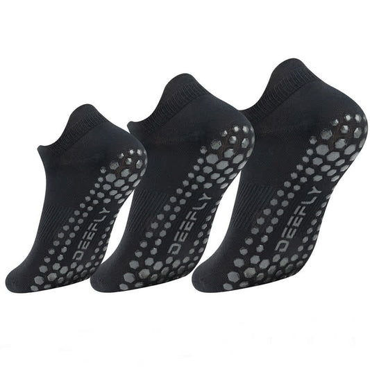 Einfarbige, rutschfeste, atmungsaktive Socken mit Grip (3 Paar) - Schwarz - XL - image 0