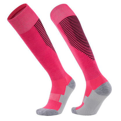 Gestreifte, schweißabsorbierende, kniehohe Sport-Fußballsocken (5 Paar)
