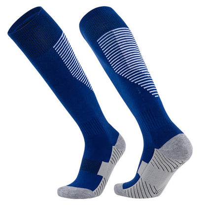 Gestreifte, schweißabsorbierende, kniehohe Sport-Fußballsocken (5 Paar)