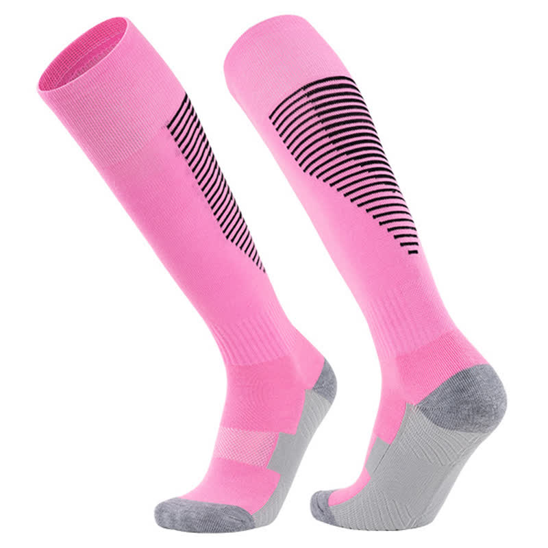 Gestreifte, schweißabsorbierende, kniehohe Sport-Fußballsocken (5 Paar)