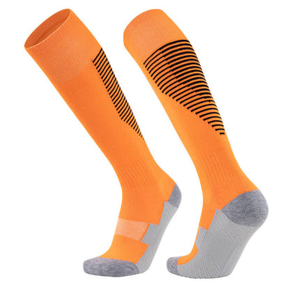 Gestreifte, schweißabsorbierende, kniehohe Sport-Fußballsocken (5 Paar)