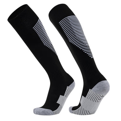 Gestreifte, schweißabsorbierende, kniehohe Sport-Fußballsocken (5 Paar)