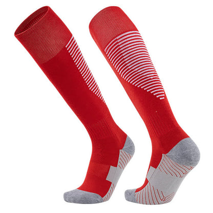 Gestreifte, schweißabsorbierende, kniehohe Sport-Fußballsocken (5 Paar)