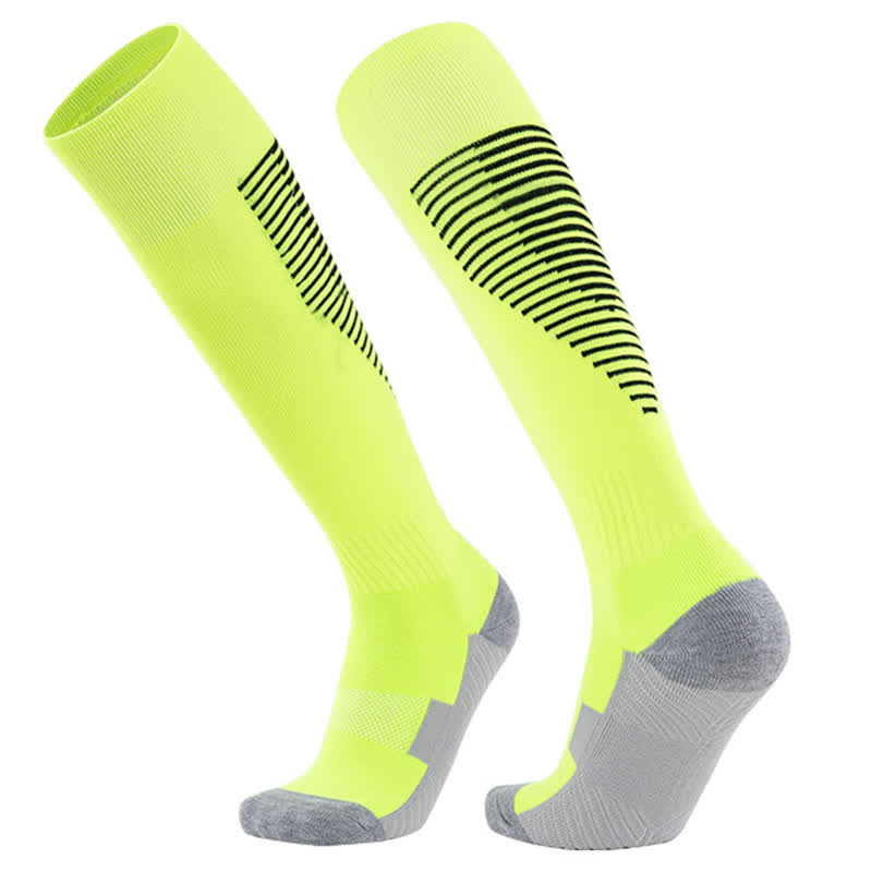 Gestreifte, schweißabsorbierende, kniehohe Sport-Fußballsocken (5 Paar)