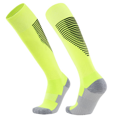 Gestreifte, schweißabsorbierende, kniehohe Sport-Fußballsocken (5 Paar)