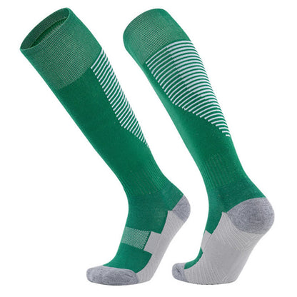 Gestreifte, schweißabsorbierende, kniehohe Sport-Fußballsocken (5 Paar)