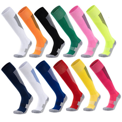 Gestreifte, schweißabsorbierende, kniehohe Sport-Fußballsocken (5 Paar)