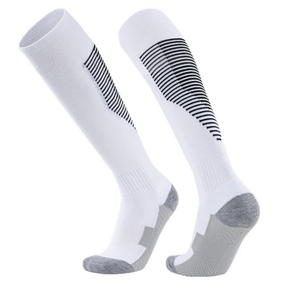 Gestreifte, schweißabsorbierende, kniehohe Sport-Fußballsocken (5 Paar)