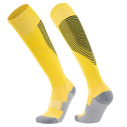 Gestreifte, schweißabsorbierende, kniehohe Sport-Fußballsocken (5 Paar)