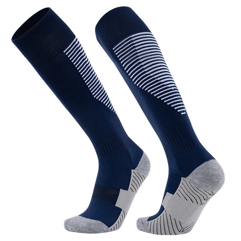 Gestreifte, schweißabsorbierende, kniehohe Sport-Fußballsocken (5 Paar)