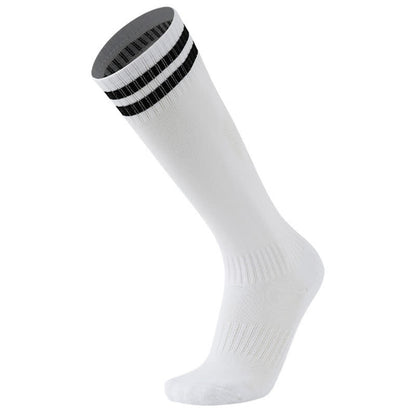 Einfarbig gestreifte, kniehohe, atmungsaktive Fußballsocken (5 Paar)