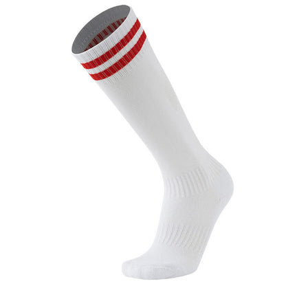 Einfarbig gestreifte, kniehohe, atmungsaktive Fußballsocken (5 Paar)