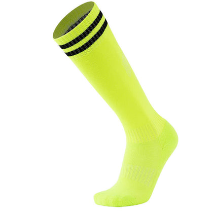 Einfarbig gestreifte, kniehohe, atmungsaktive Fußballsocken (5 Paar)