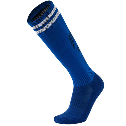Einfarbig gestreifte, kniehohe, atmungsaktive Fußballsocken (5 Paar)
