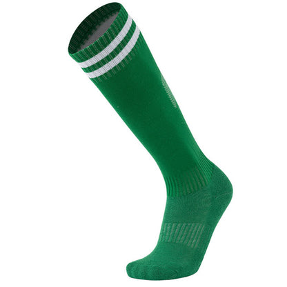 Einfarbig gestreifte, kniehohe, atmungsaktive Fußballsocken (5 Paar)