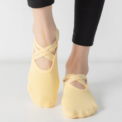 Einfarbige, rutschfeste Yoga-Fitnesssocken (5 Paar)