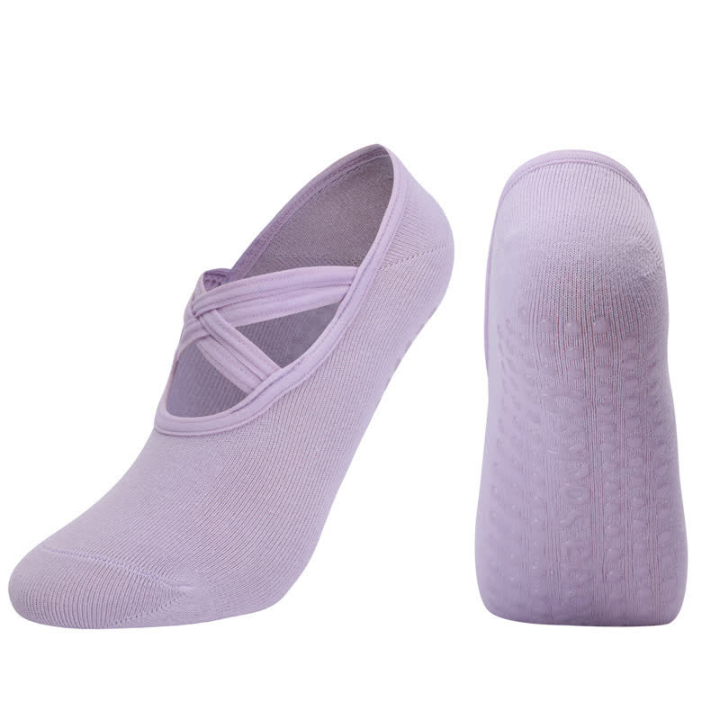 Einfarbige, rutschfeste Yoga-Fitnesssocken (5 Paar)