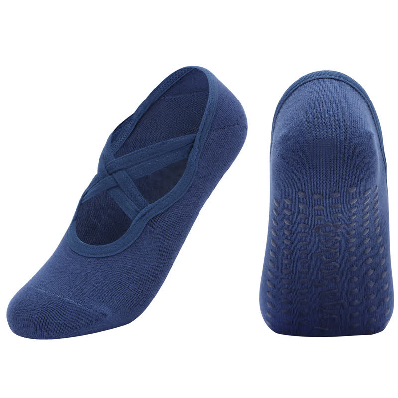 Einfarbige, rutschfeste Yoga-Fitnesssocken (5 Paar)