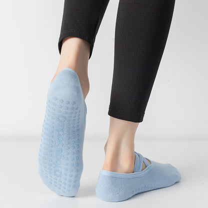 Einfarbige, rutschfeste Yoga-Fitnesssocken (5 Paar)