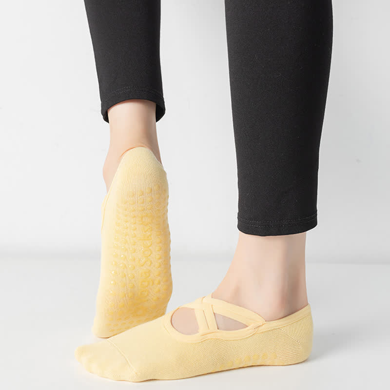 Einfarbige, rutschfeste Yoga-Fitnesssocken (5 Paar)