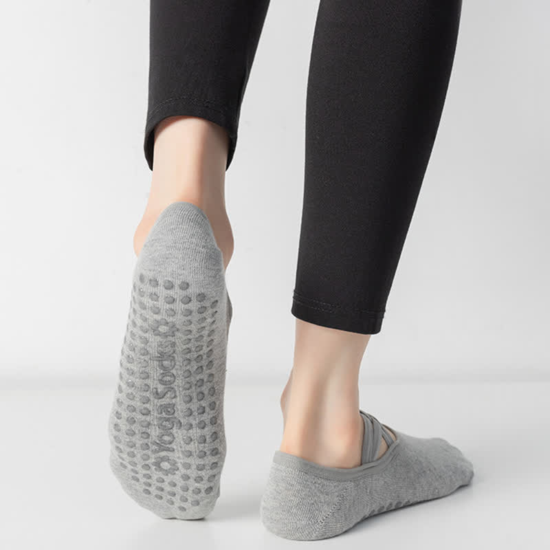 Einfarbige, rutschfeste Yoga-Fitnesssocken (5 Paar)