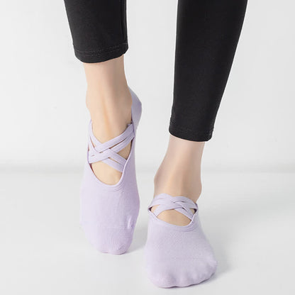 Einfarbige, rutschfeste Yoga-Fitnesssocken (5 Paar)