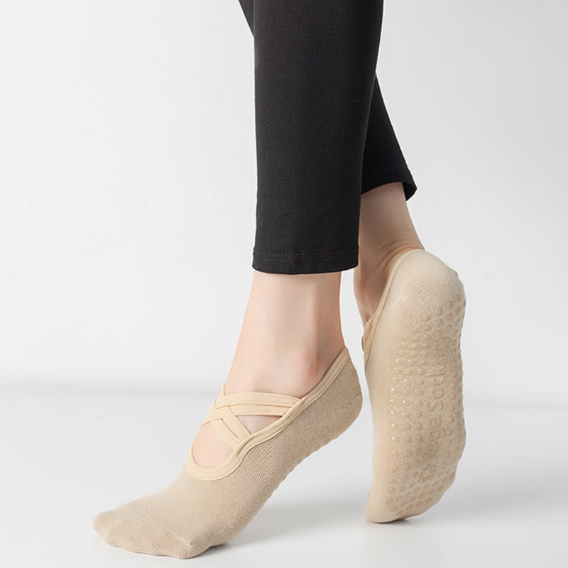 Einfarbige, rutschfeste Yoga-Fitnesssocken (5 Paar)