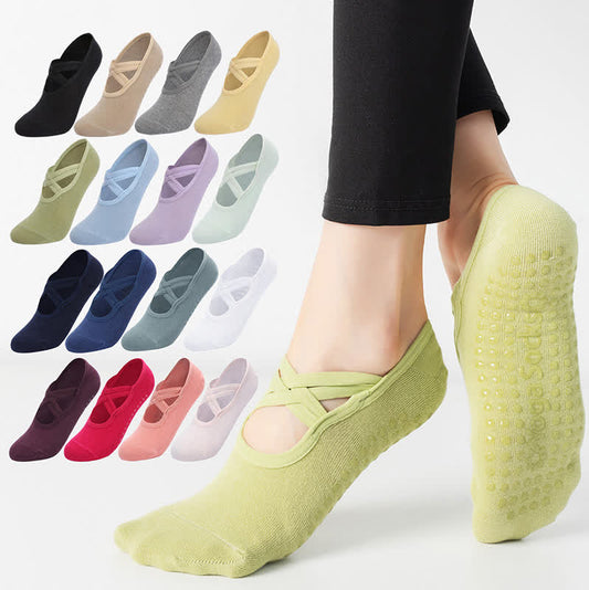 Einfarbige, rutschfeste Yoga-Fitnesssocken (5 Paar)