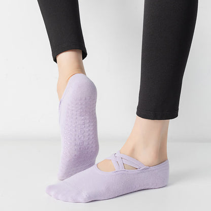 Einfarbige, rutschfeste Yoga-Fitnesssocken (5 Paar)