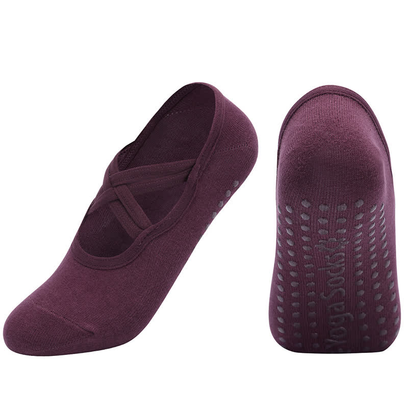 Einfarbige, rutschfeste Yoga-Fitnesssocken (5 Paar)